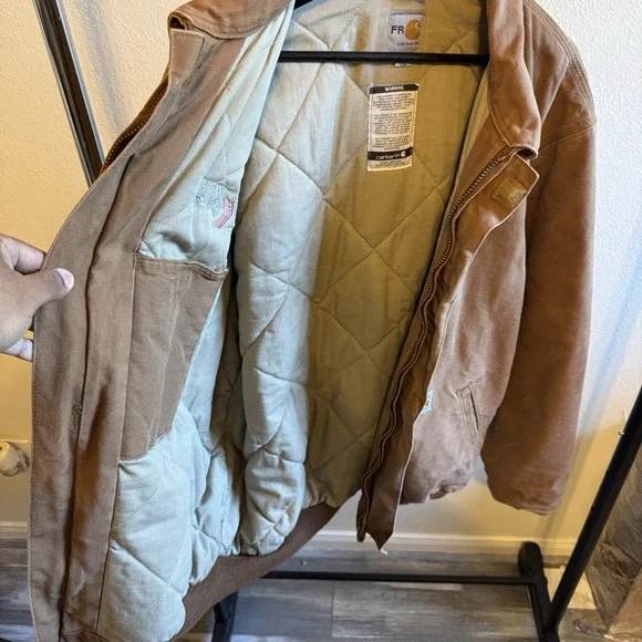 Carhartt Men's FRJ195 BRN FR Sante Fe Style Bomber Jacket Size XLT made in USA - Picture 4 of 6